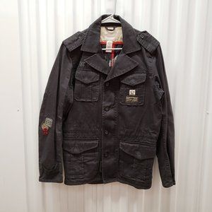 Diesel Denim Black Military Cargo Bike Jacket Sz S